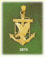 14K Gold Flying Eagle & Anchor Charm