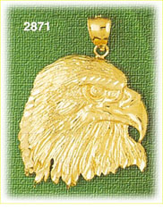 14K Gold Bald Eagle Head Charm
