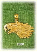 14K Gold Fierce Eagle Profile Charm