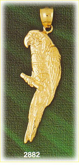 14K Gold Macaw Bird Charm