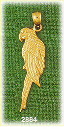 14K Gold True Parrot Bird Charm