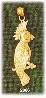 14K Gold Umbrella Cockatoo Bird Charm