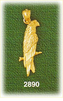14K Gold Parrot Bird Charm
