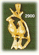 14K Gold Love Bird Charm