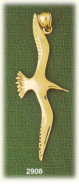 14K Gold Soaring Bird Charm