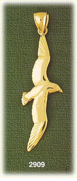 14K Gold Flying Bird Charm