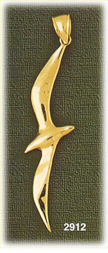14K Gold Polished Soaring Bird Charm
