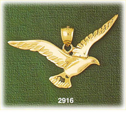 14K Gold Bird Flying Charm