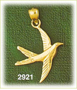 14K Gold Bird In Flight Charm