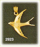 14K Gold Multifaceted Bird Charm