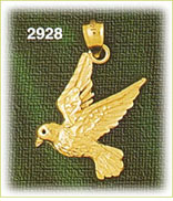 14K Gold Detailed Bird Charm