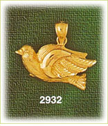 14K Gold Pigeon Bird Charm