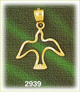 14K Gold Silhouette Dove Bird Charm