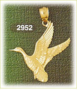 14K Gold Duck Bird Charm