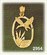 14K Gold Flying Fowl Bird Charm