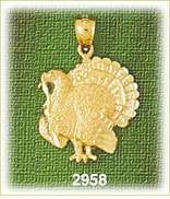 14K Gold Turkey Bird Charm