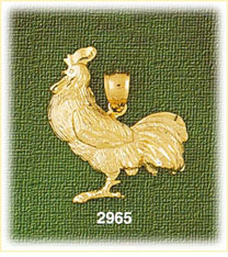 14K Gold Rooster Charm