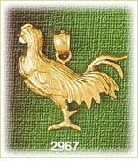 14K Gold Cock-a-doodle-do Rooster Charm