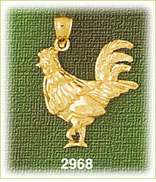 14K Gold Cock Charm