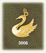 14K Gold Polished Swan Bird Charm