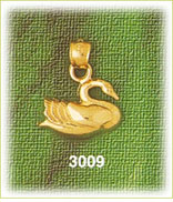 14K Polished Gold Swan Bird Charm