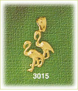 14K Gold Flamingos Bird Charm