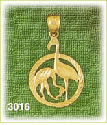 14K Gold Two Flamingos Bird Charm