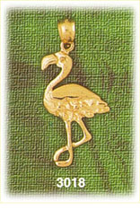 14K Gold Flamingo Bird Charm