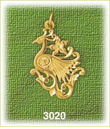 14K Gold Peacock Bird Charm
