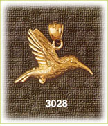 14K Gold Flying Hummingbird Charm