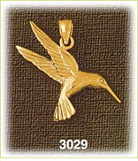 14K Gold Fluttering Hummingbird Charm