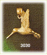 14K Gold Hummingbird flying Charm