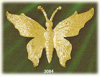 14K Gold Butterfly W/Flower Detailing Charm