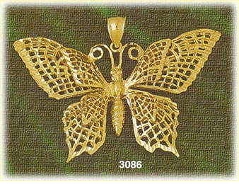 14K Gold Swallowtail Butterfly Charm