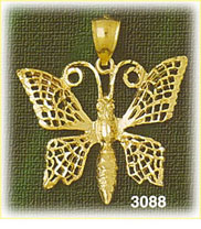14K Gold Butterfly W/Pointed Wings Charm