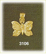 14K Gold Fluttering Butterfly Charm