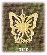 14K Gold Love Butterfly Charm