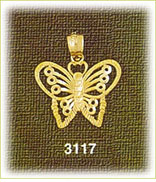 14K Gold Butterfly Charm