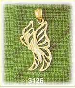 14K Gold Flying Butterfly Charm