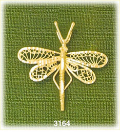 14K Gold Filigree Dragonfly Charm
