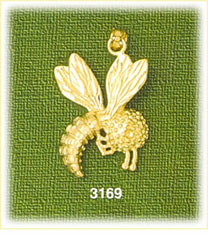 14K Gold Honey Bee Insect Charm