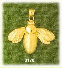 14K Gold Beetle Insect Charm
