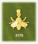 14K Gold Bee Insect Charm