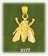 14K Gold Yellow Jacket Bee Insect Charm