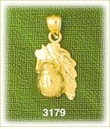14K Gold Ladybug On Leaf Charm