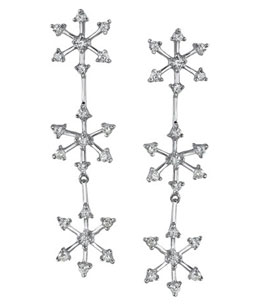 14K White Gold Diamond Snowflake Earrings
