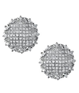 14K White Gold Diamond Round Earrings