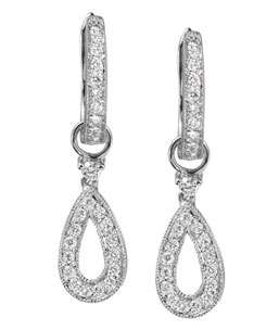 14K White Gold Diamond Teardrop Earrings