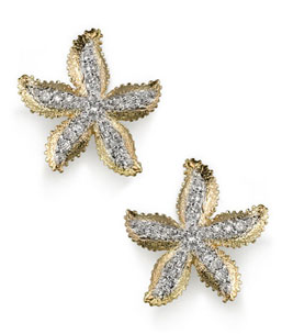 14K Yellow Gold Diamond Starfish Earrings