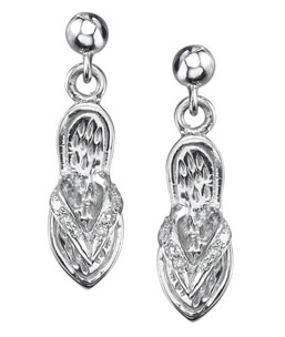 14K White Gold Diamond Flip Flop Earrings